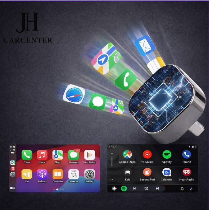 2-in-1 Draadloze CarPlay & Android Auto Adapter met usb naar usb c adapter